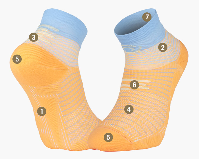RUN MARATHON low socks skyblue/orange